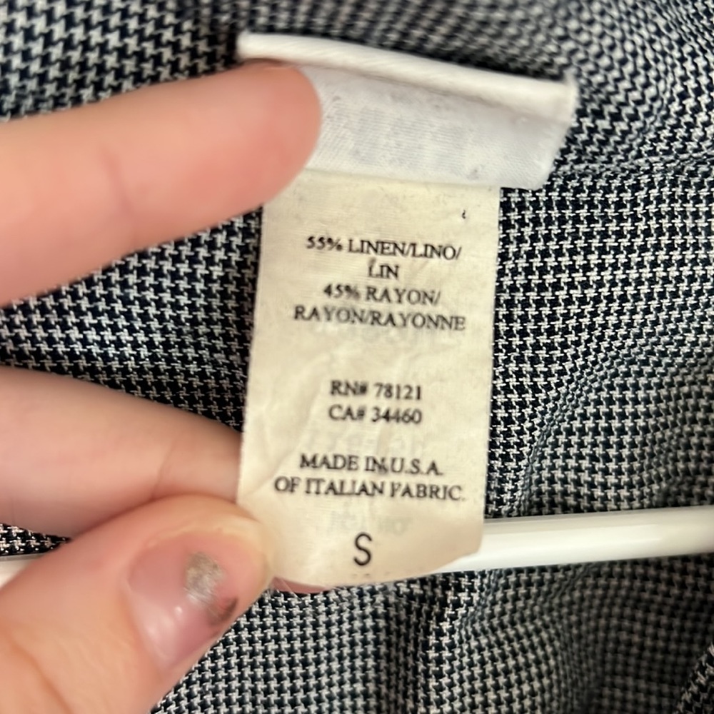 Eileen Fisher Black Patterned Linen Button Up Top - image 3